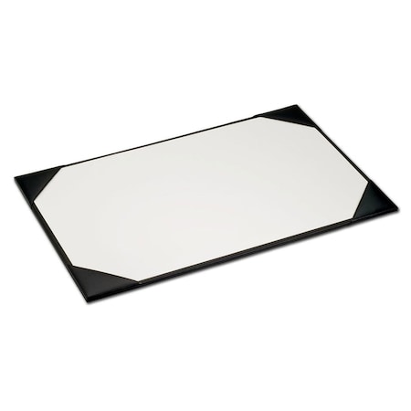 Dacasso Black Leather 22" x 14" Desk Pad with Blotter Paper PR-1009